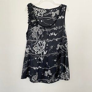 West Kei Floral Black Grey Sleeveless Blouse Top